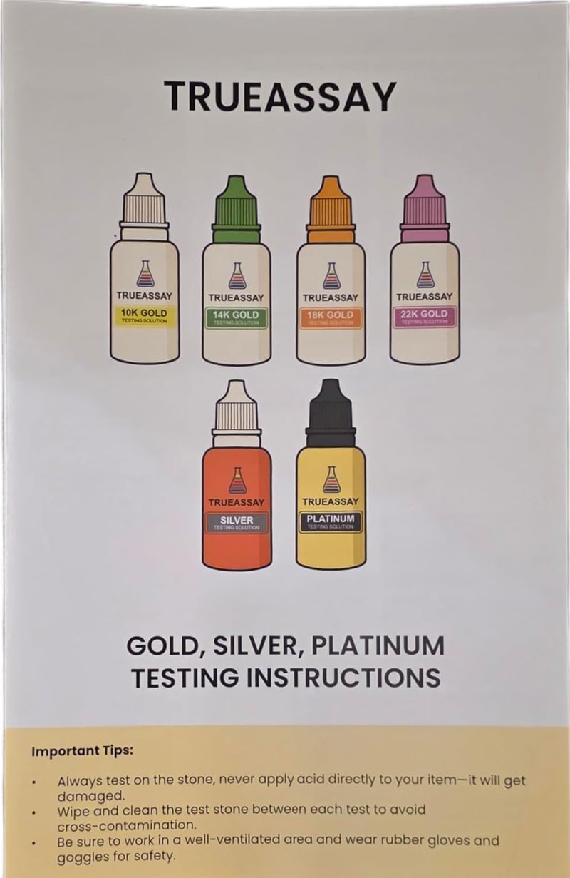 Techneak ﻿Gold Testing Kit 10k 14K 18K Acid Solutions with 2x2 Test Stone Precious Metal Tester Real/Fake Check Analysis Kit - Image 2